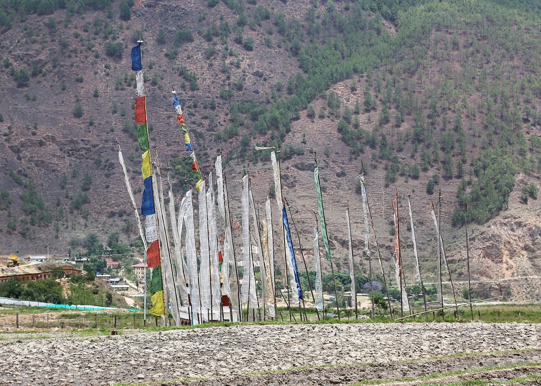Prayer flags at Sopsokha, Bhutan