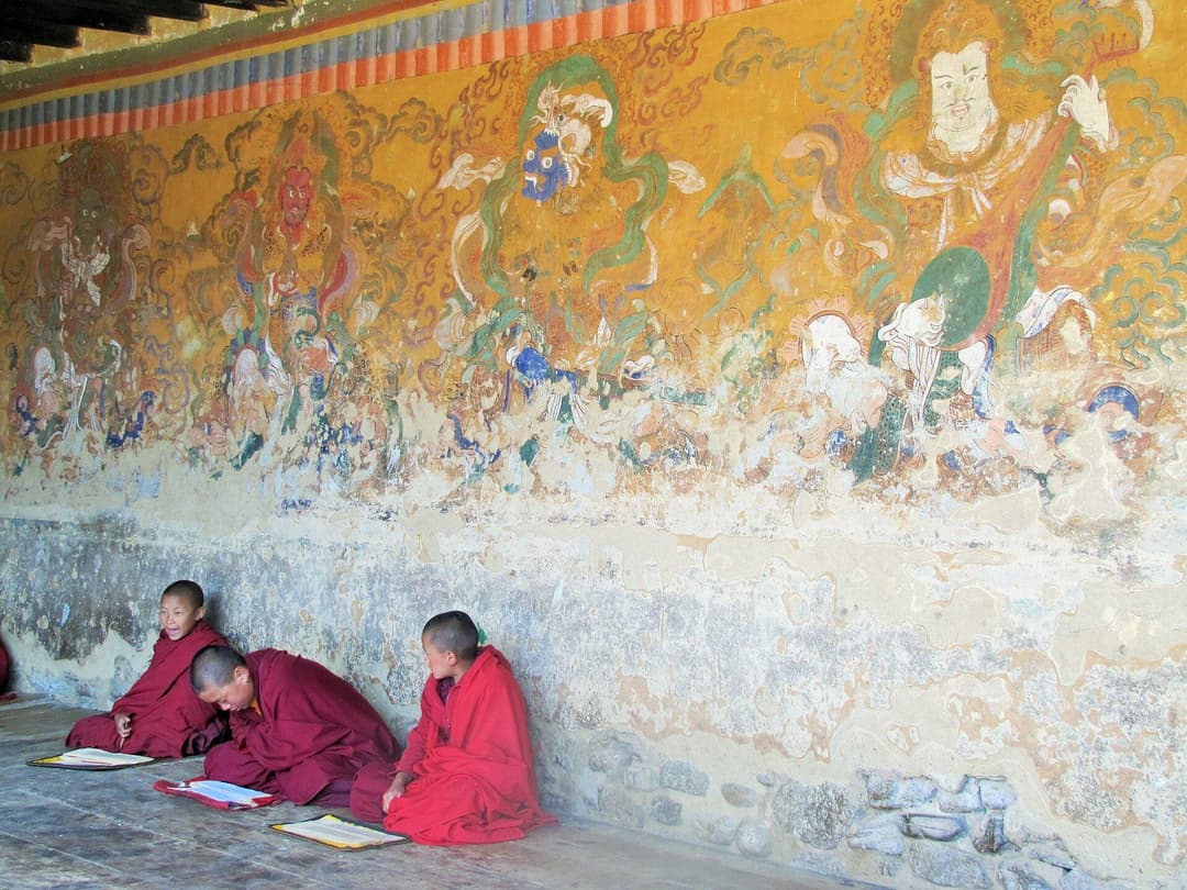 Young monks studying scriptures at Tamshing Goemba, Bumthang